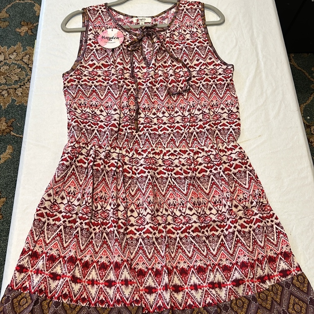 Hayden Los Angeles Large Sleeveless Aztec Midi Dress Keyhole Tie Front - Picture 5 of 6